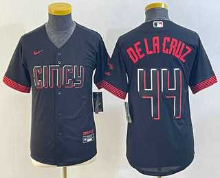 Youth Cincinnati Reds #44 Elly De La Cruz Black 2023 City Connect Cool Base Stitched Jersey 1->mlb youth jerseys->MLB Jersey